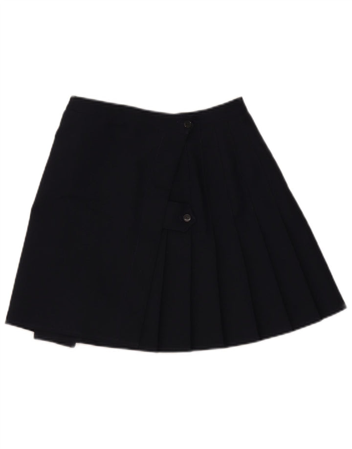 vintage Femme Mini Jupe Plissée UK 10 Petit Bleu Marine