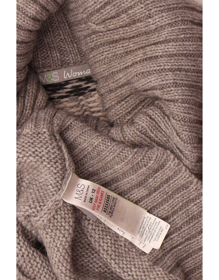 Marks & Spencer Pull col roulé pour femme UK 12 Gris moyen Fair Isle