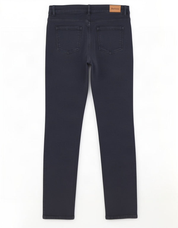Barbour Pantalon décontracté slim pour femme UK 14 Medium W30 L29 Bleu marine Coton