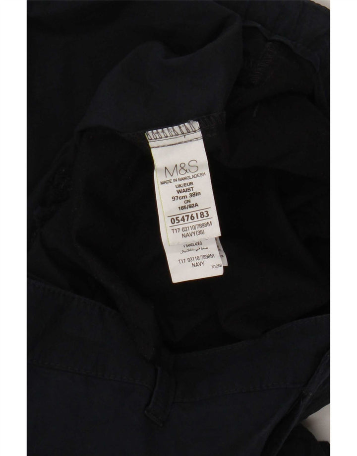 Marks & Spencer Short Cargo Homme W38 XL Bleu Marine Coton