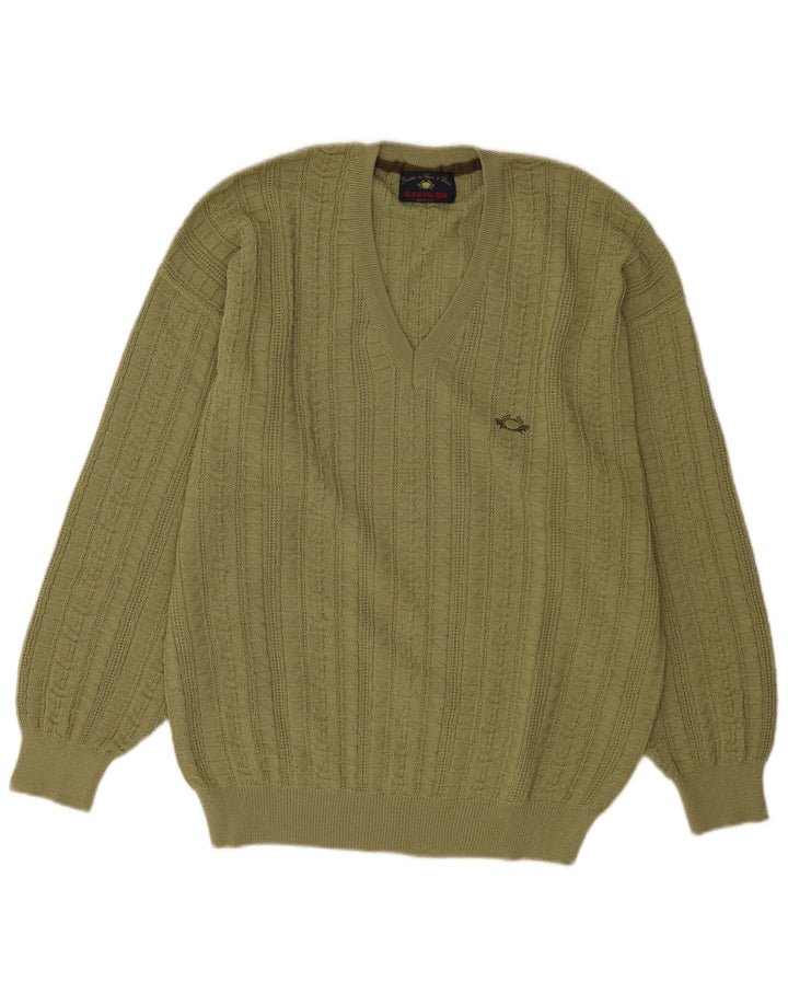 Il Granchio Pull Col V Homme Laine Vert Large