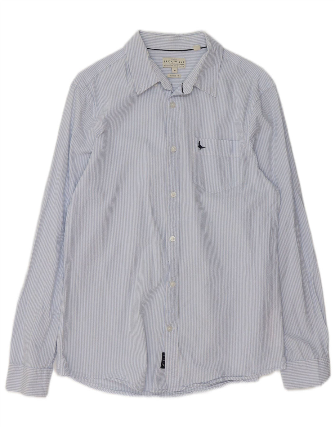 Jack Wills Chemise classique pour homme en coton à fines rayures bleu moyen