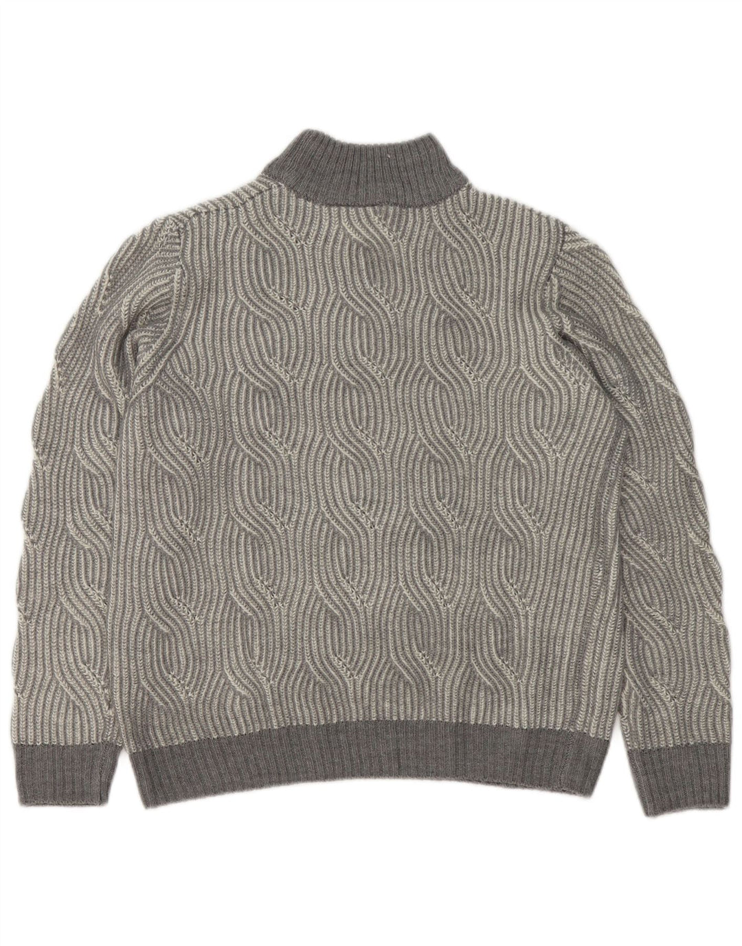 vintage Mens Turtle Neck Jumper Pull UK 40/42 Moyen Gris Géométrique