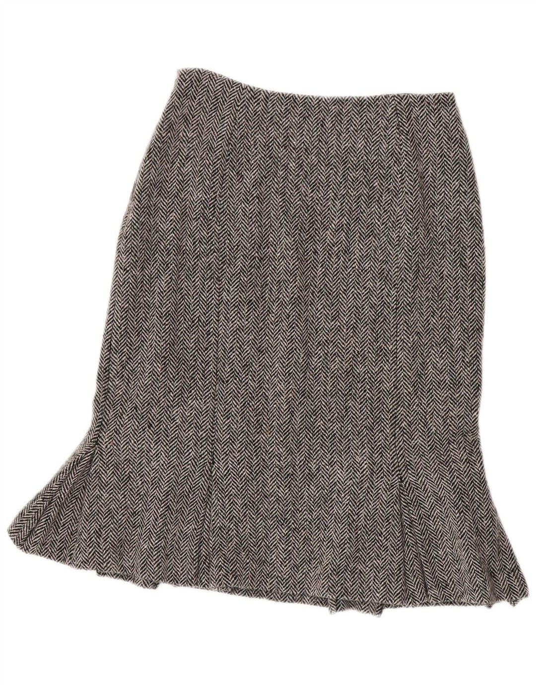 Hobbs Jupe Peplum Femme UK 10 Small W26 Laine à Chevrons Gris