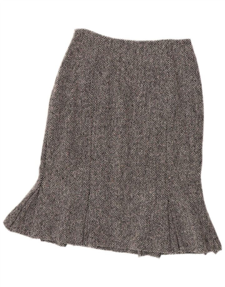 Hobbs Jupe Peplum Femme UK 10 Small W26 Laine à Chevrons Gris