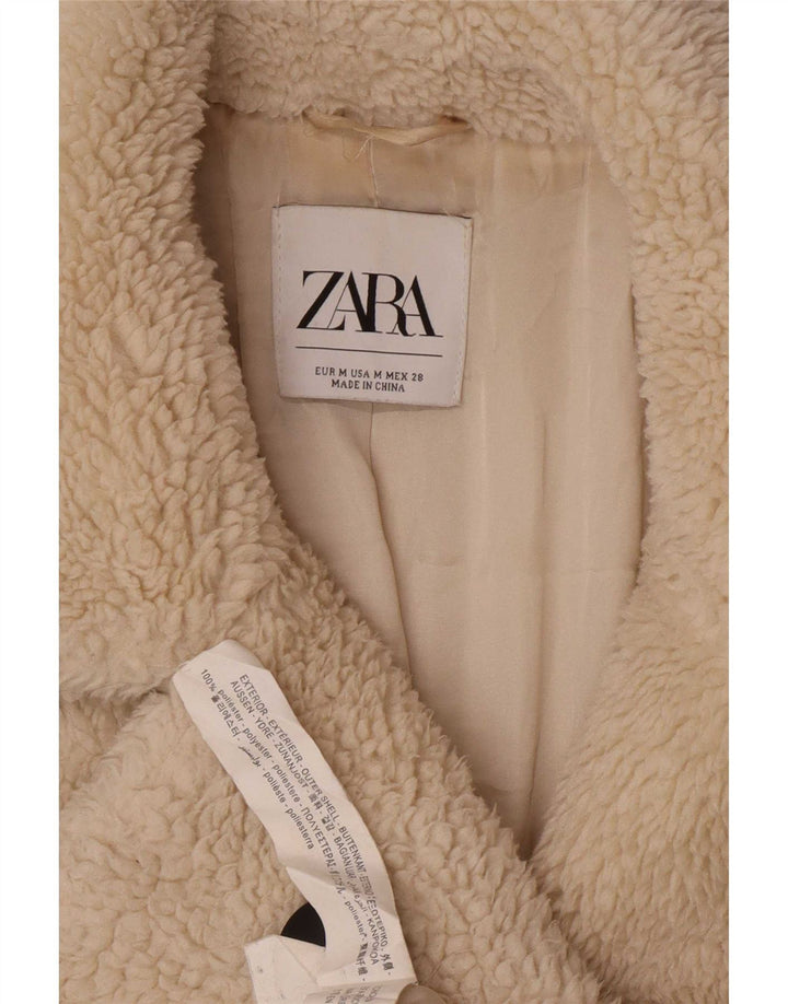 Zara Manteau croisé Teddy Bear pour femme UK 14 Medium Off White