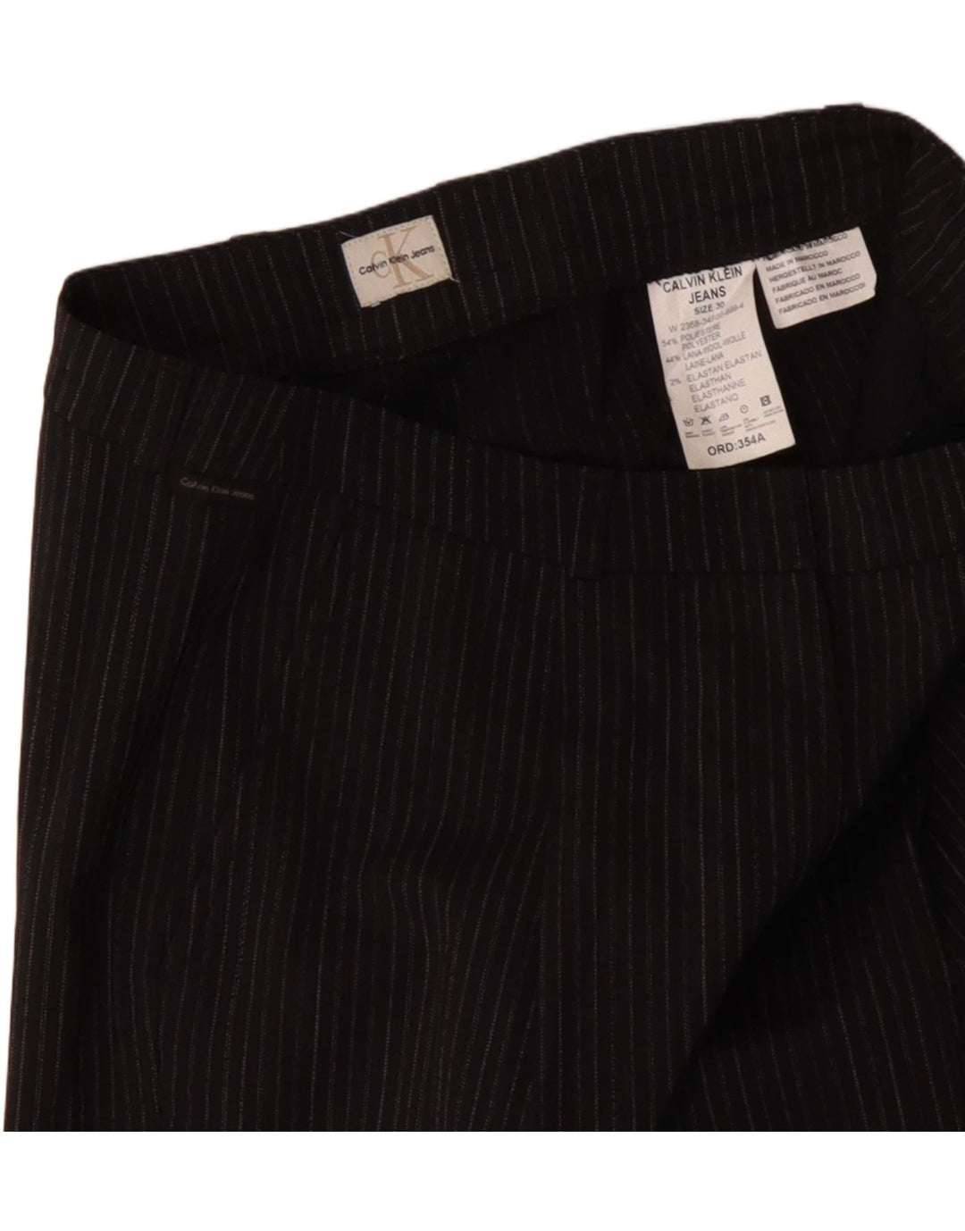 CALVIN KLEIN Pantalon Chino Droit Femme W30 L31 Gris Rayé Polyester