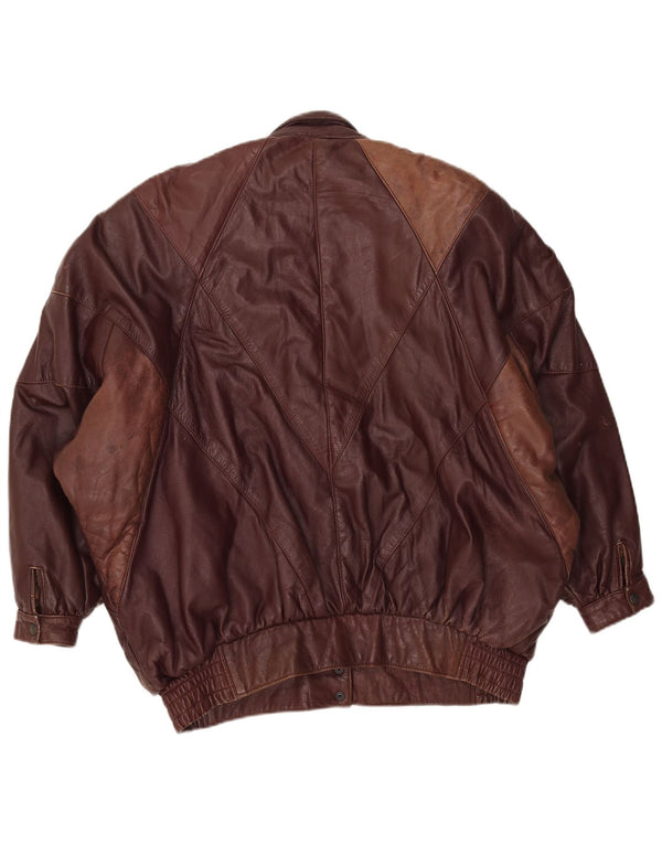 veste en cuir surdimensionnée femme vintage EU 38 Cuir brun moyen