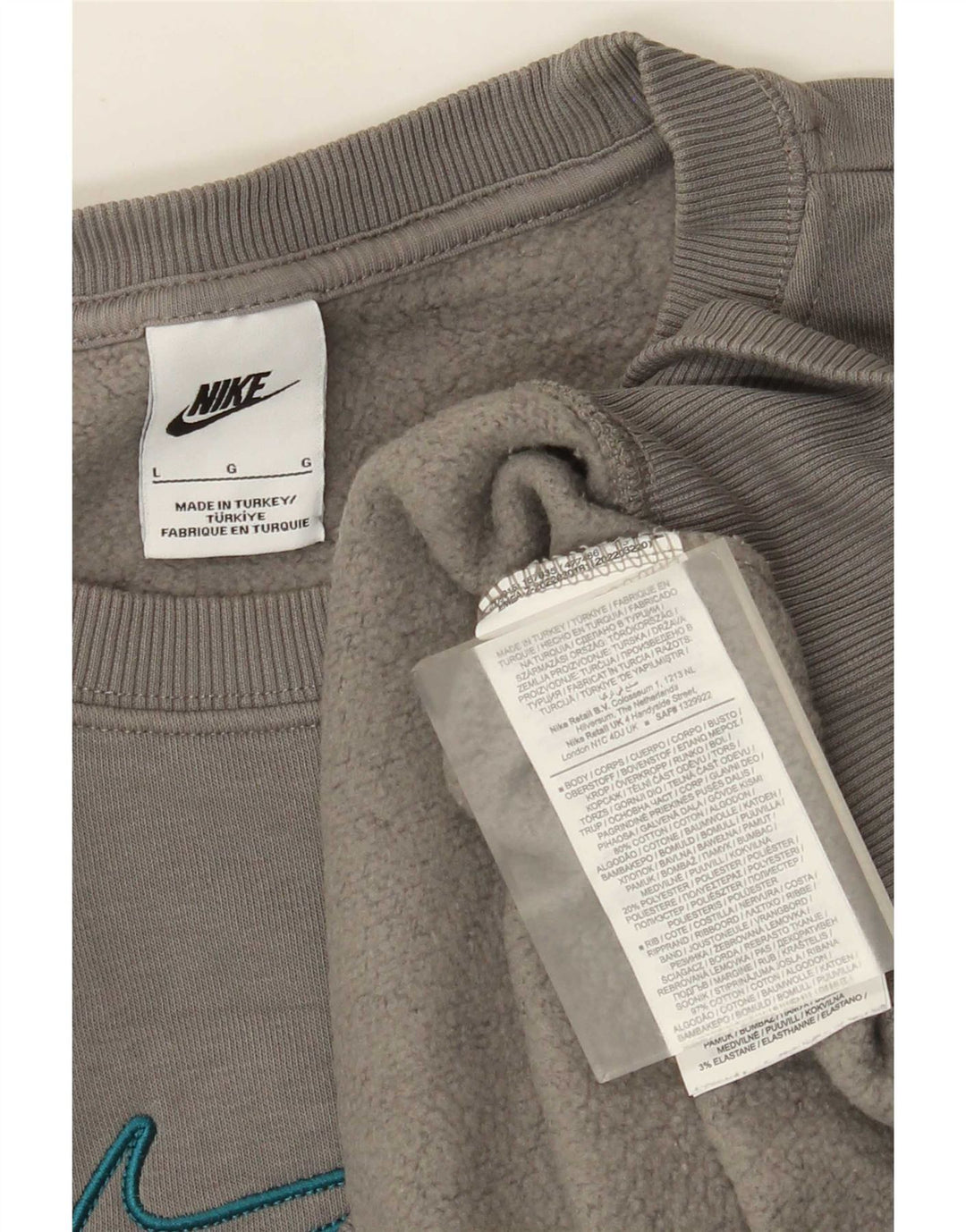 Nike Sweat-shirt coupe ample pour homme en coton gris Taille L