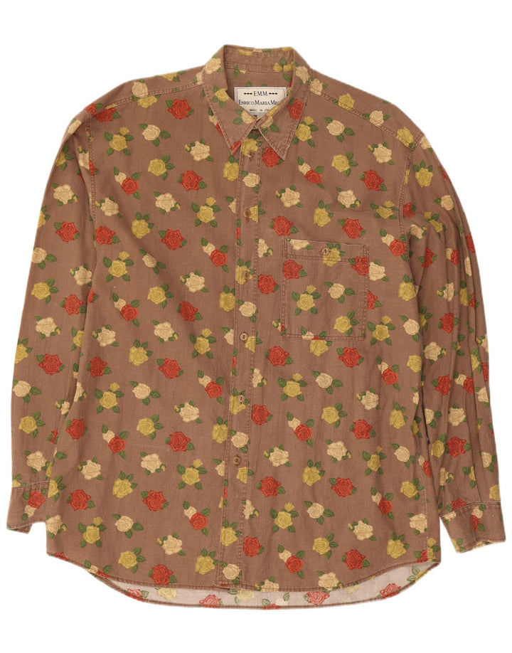 Chemise Homme Vintage Grand Marron Floral