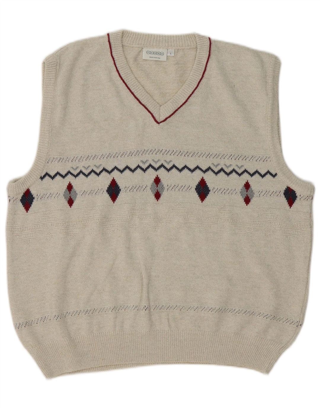 Canda Débardeur Homme Grand Beige Argyle/Diamant Coton