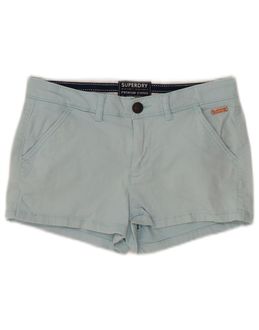 SUPERDRY Short Chino Femme UK 6 XS W25 Bleu