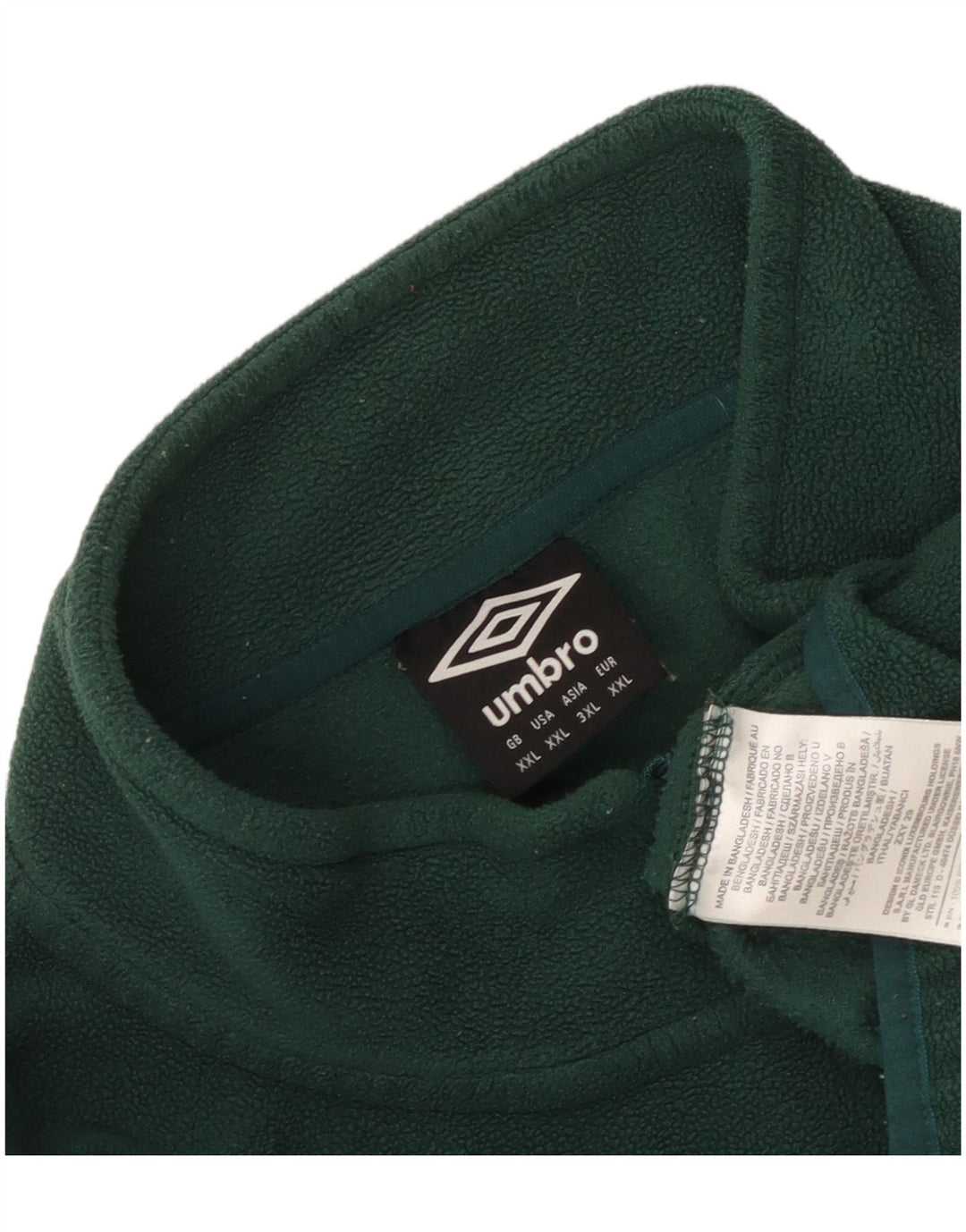 Umbro Pull polaire à col zippé pour homme 2XL Vert Polyester