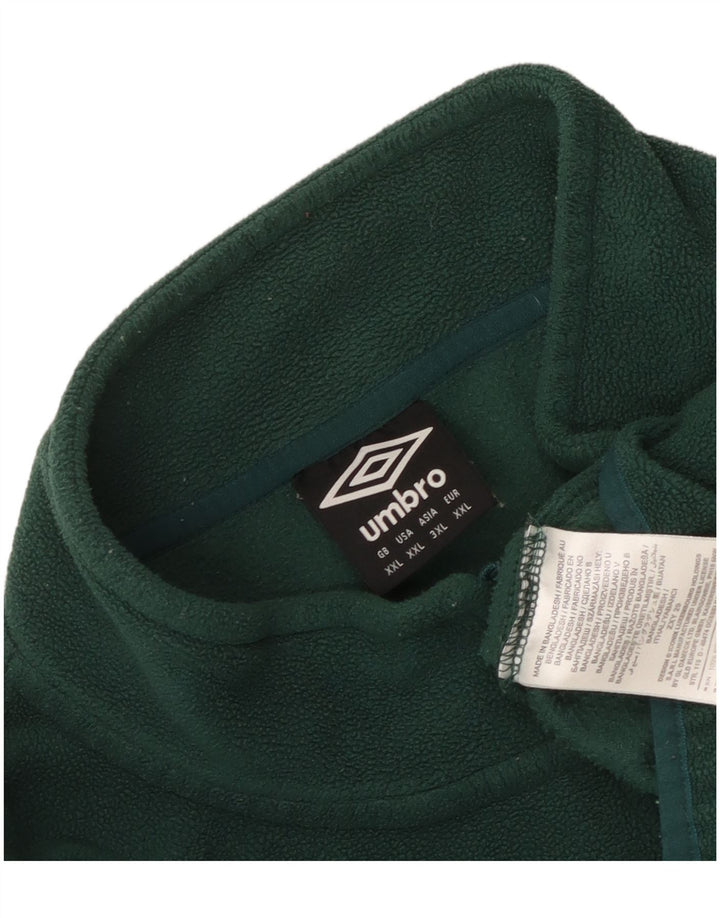 Umbro Pull polaire à col zippé pour homme 2XL Vert Polyester