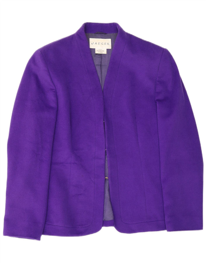 Jaeger Veste Blazer Femme UK 14 Grande Laine Violette