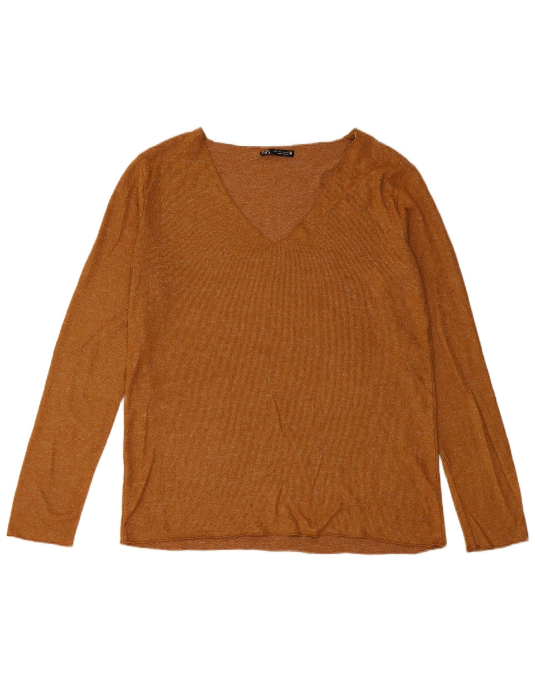 Zara Femme Top Manches Longues UK 14 Large Marron