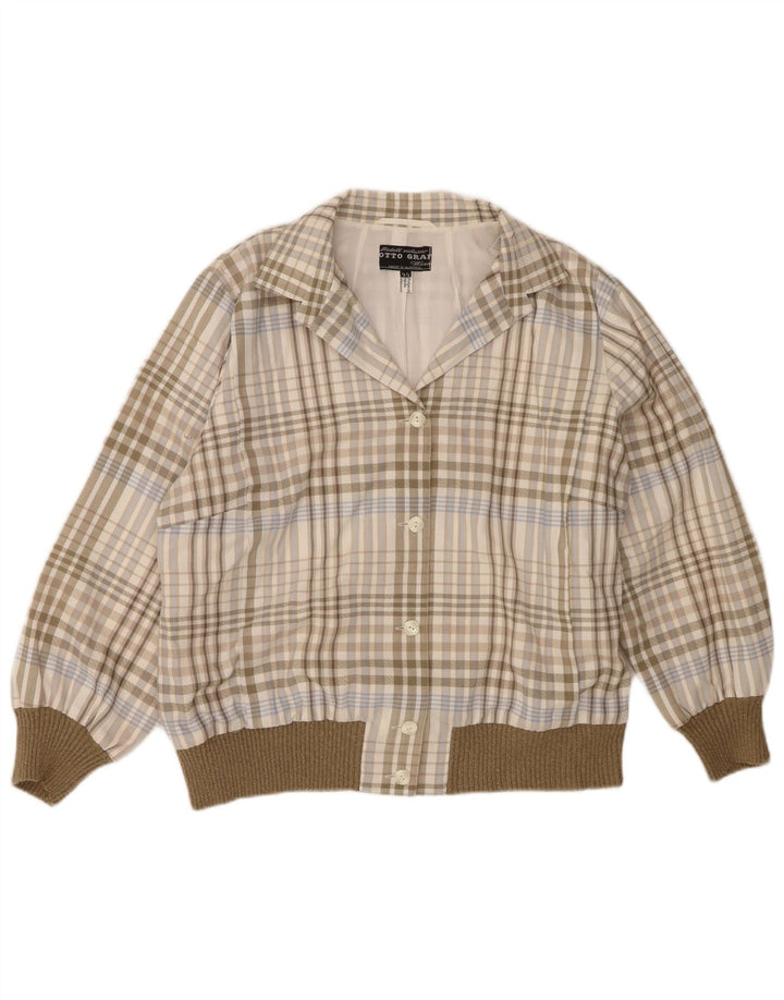 veste bomber femme vintage IT 44 Polyester à carreaux vert moyen