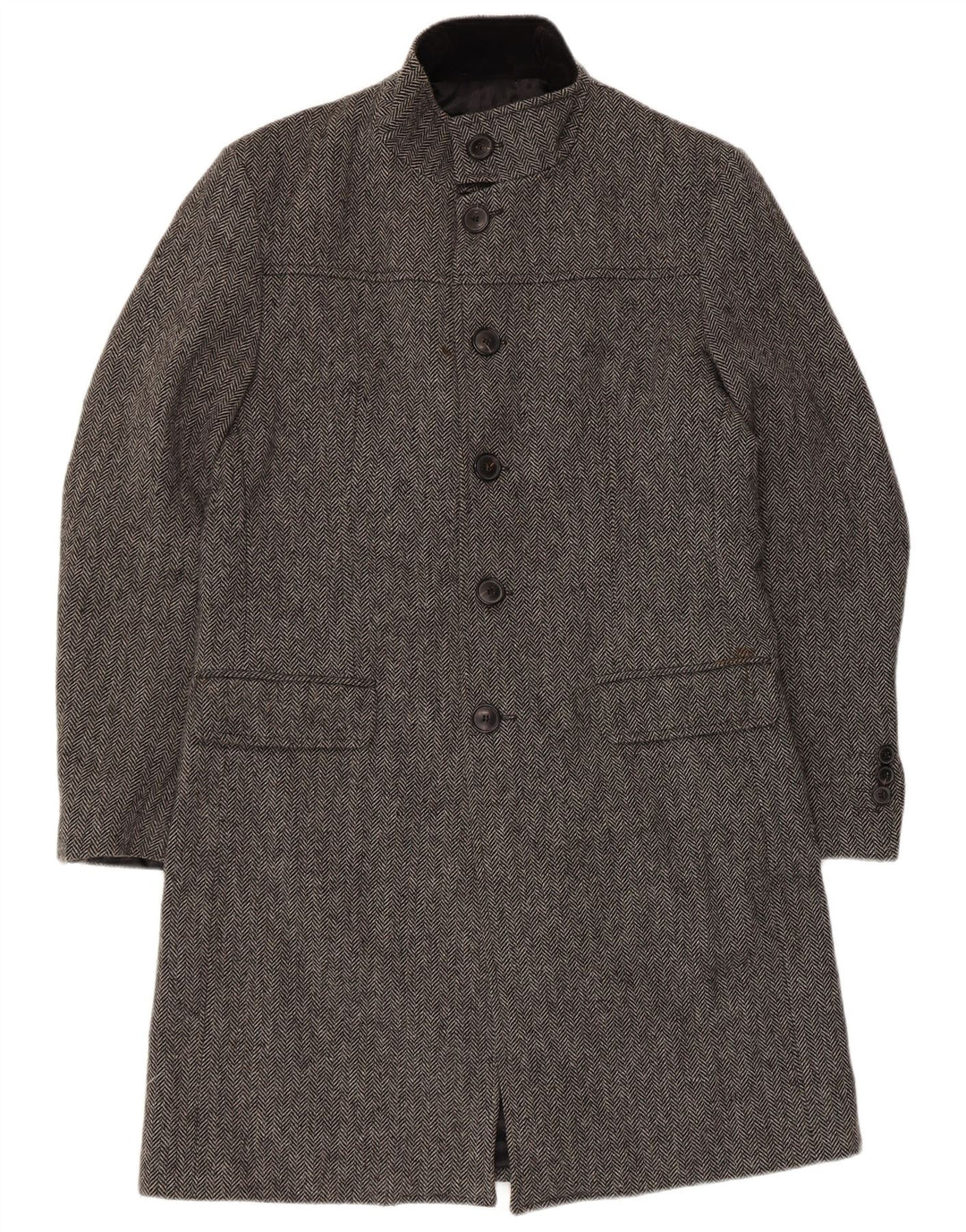 Zara Manteau long coupe classique pour homme UK 40 Grand chevrons gris