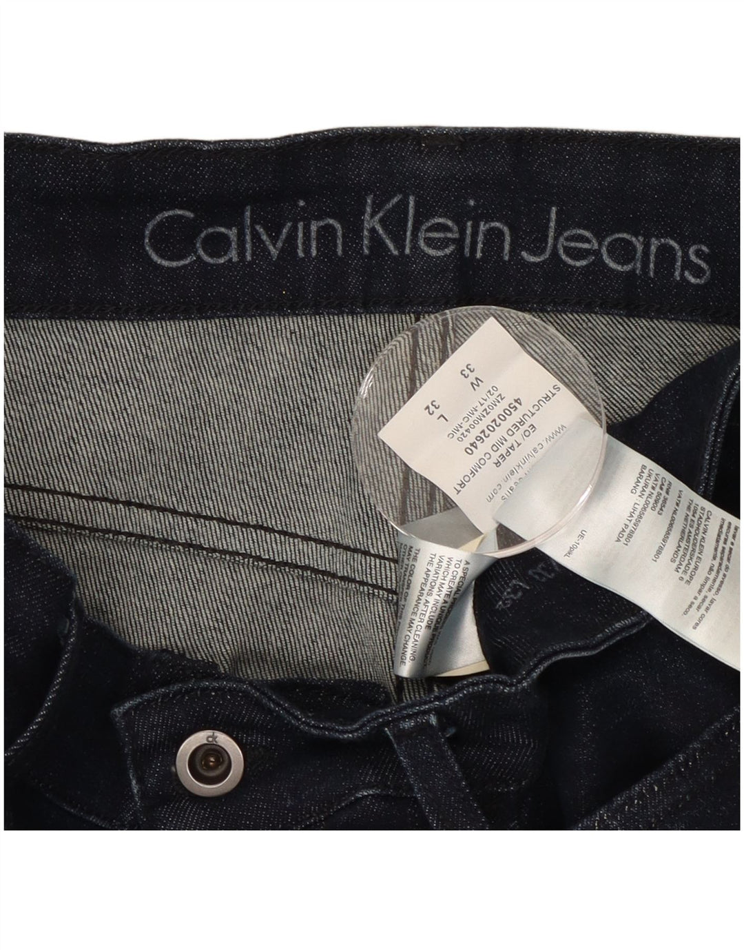 CALVIN KLEIN Jean Slim Homme W33 L32 Bleu Marine Coton