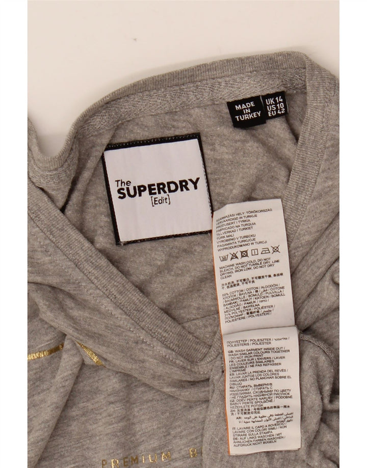 SUPERDRY T-Shirt Graphique Femme UK 14 Large Gris Coton