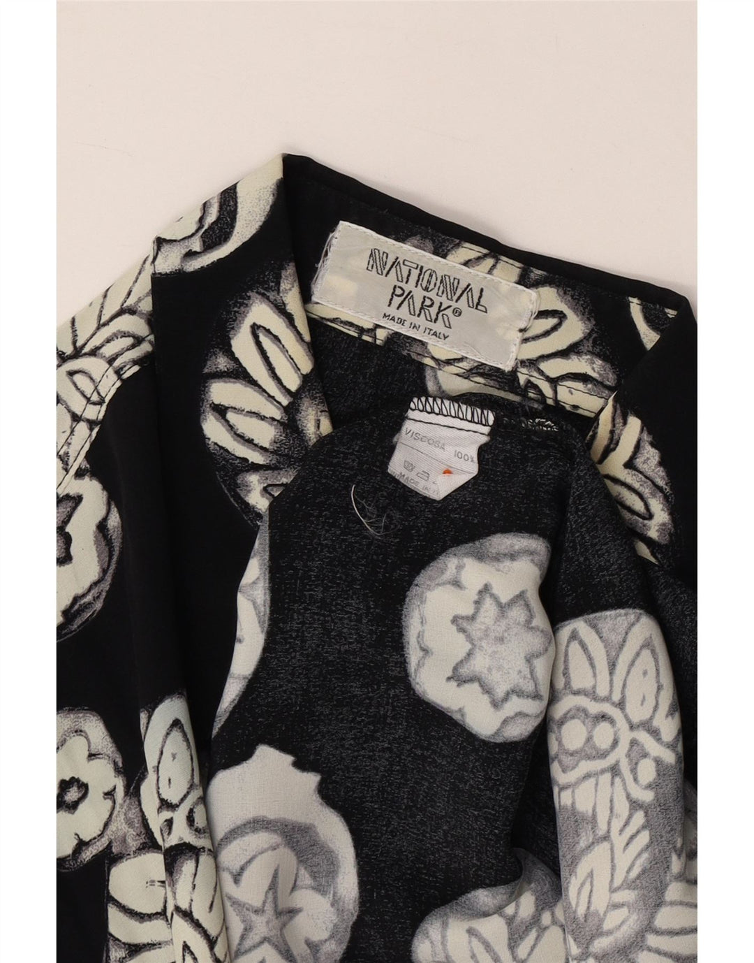 VINTAGE Chemise Homme Grande Viscose Florale Noire