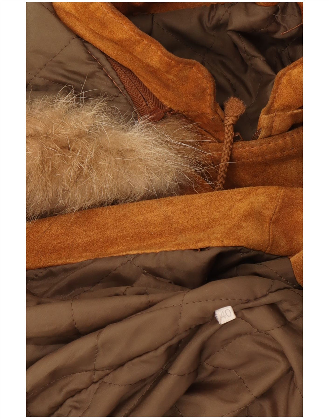 Veste Parka en daim à capuche femme vintage EU 40 daim brun moyen