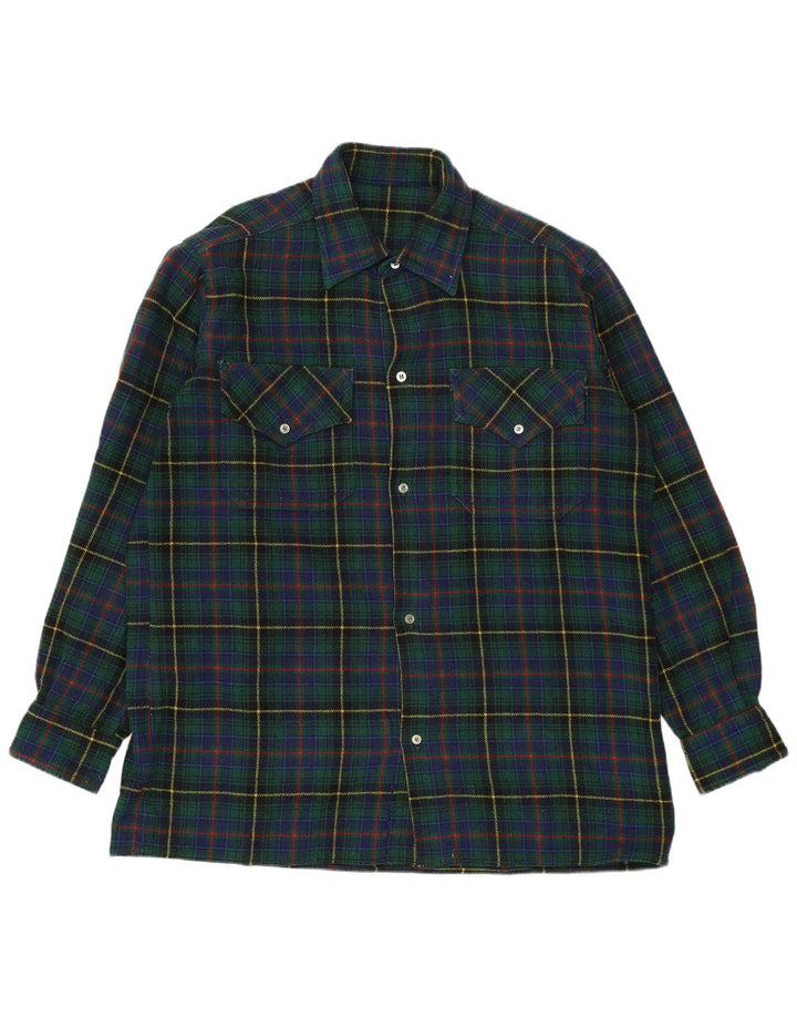 Chemise en flanelle homme vintage grand chèque vert