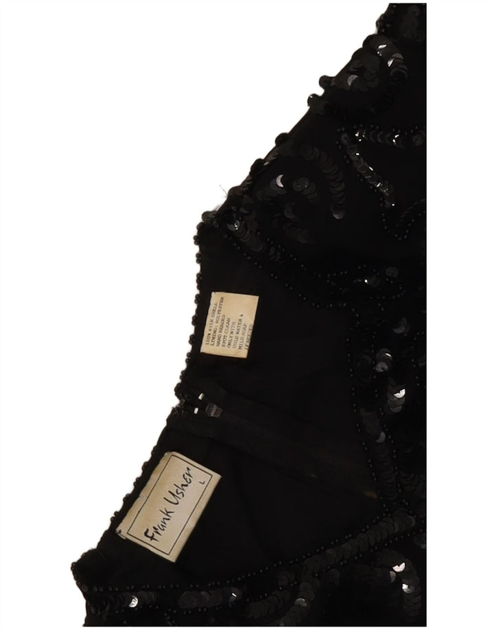 Frank Usher Chemisier pour femme UK 16 Grande soie noire