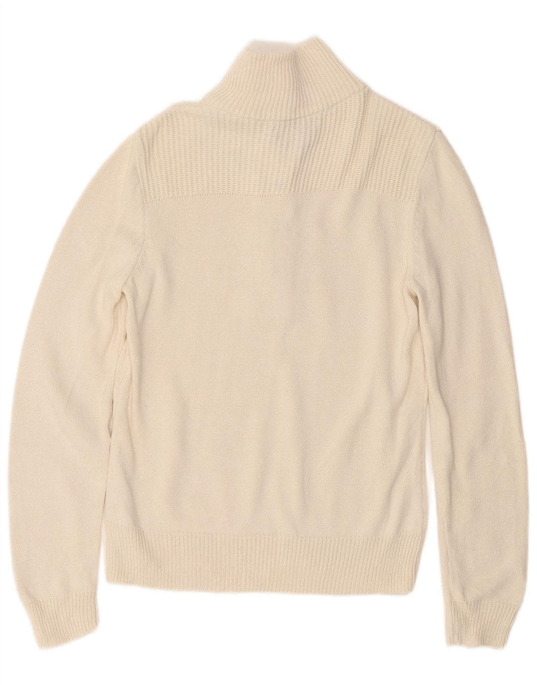Ralph Lauren Pull à col boutonné pour femme UK 14 en coton blanc moyen