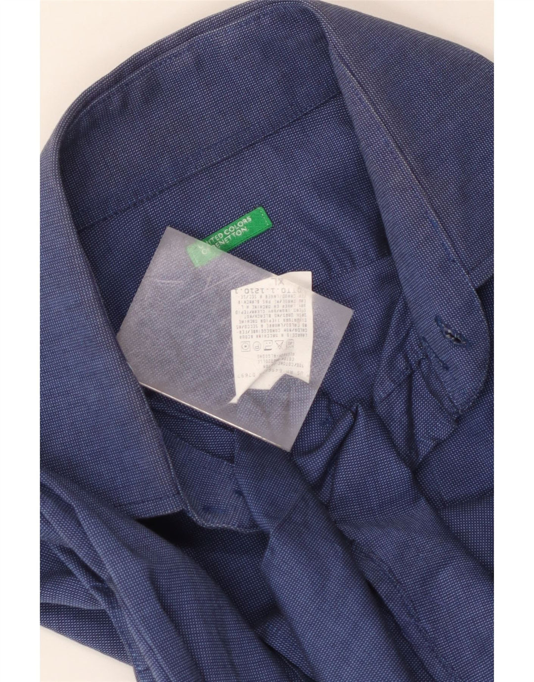 Benetton Chemise Homme XL Bleu Marine Coton