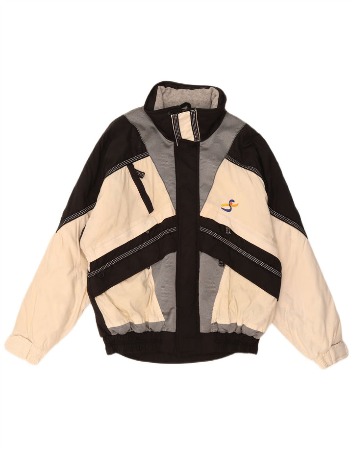 Sporting Veste de ski à capuche coupe ample pour homme IT 46 Small Blanc Colourblock