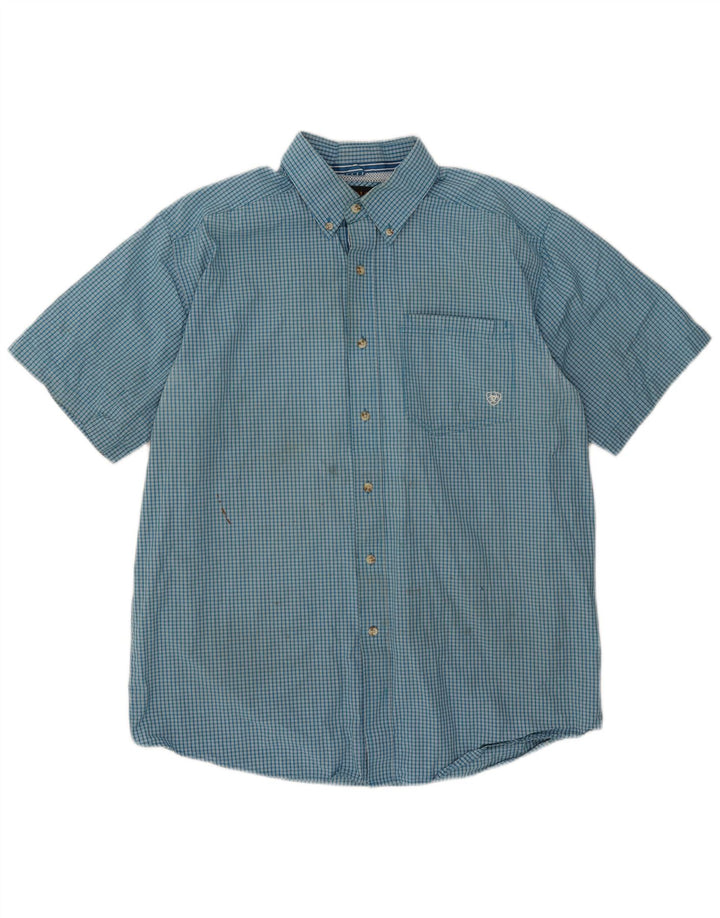 Chemise à manches courtes Ariat pour hommes, grand vichy bleu