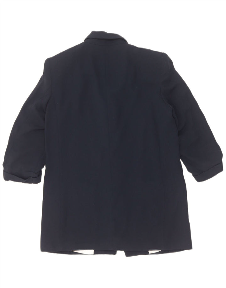 Zara Veste blazer ouverte à manches 3/4 pour femme UK 14 Bleu marine moyen Polyester