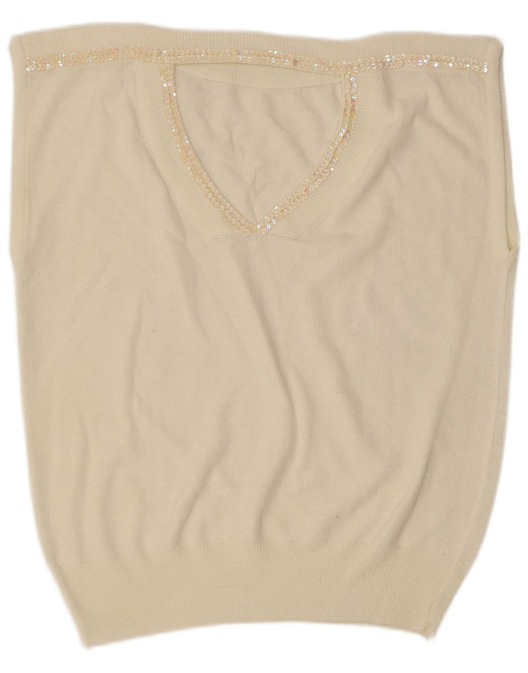vintage Womens Vest Débardeur UK 14 Moyen Off White