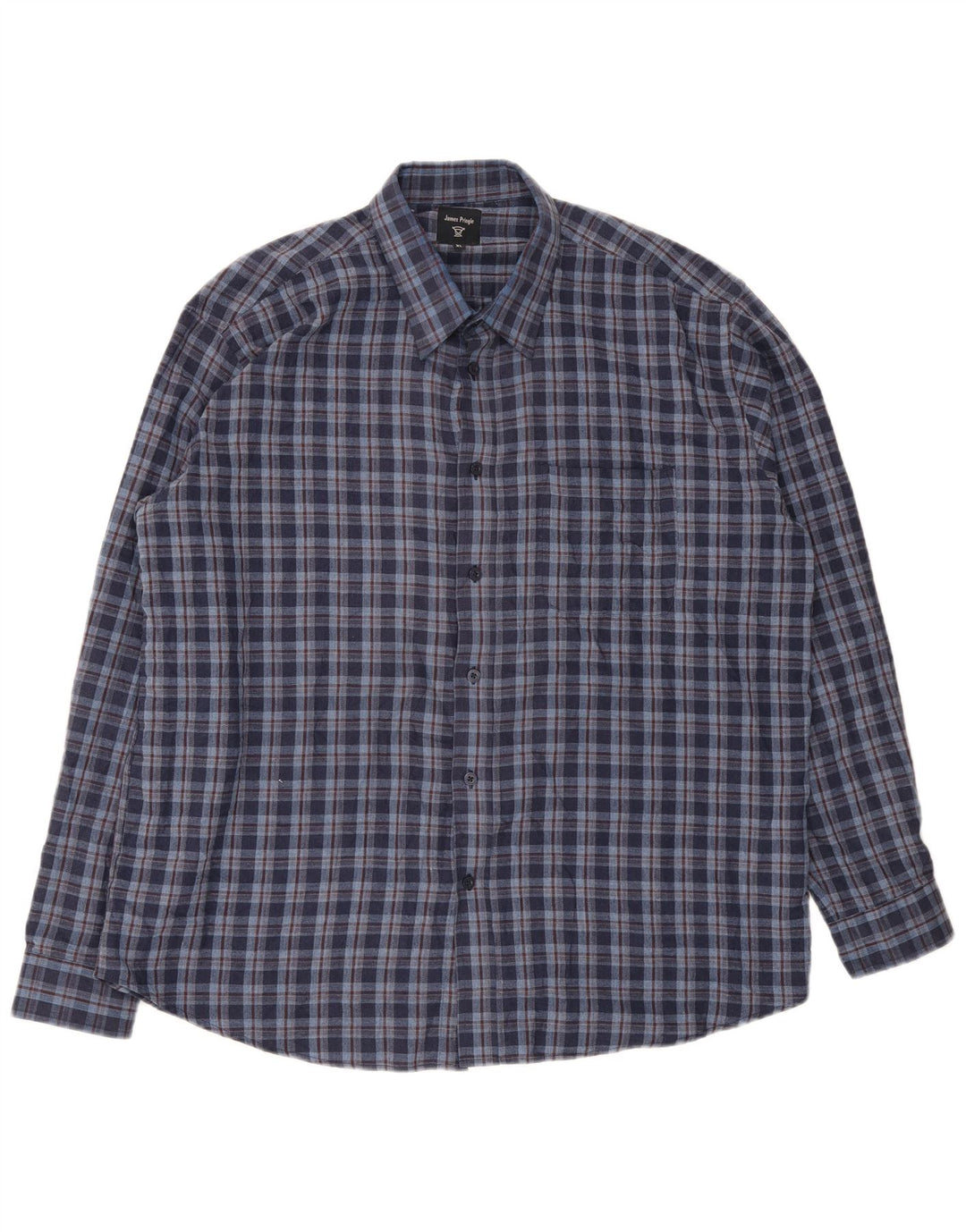 James Pringle Chemise en flanelle pour homme XL Bleu marine à carreaux en polyester
