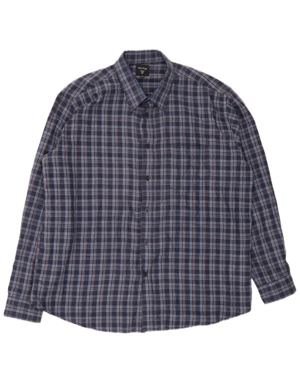 James Pringle Chemise en flanelle pour homme XL Bleu marine à carreaux en polyester
