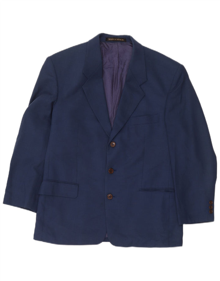 Marks & Spencer Veste blazer à 3 boutons pour homme UK 40 Bleu moyen Viscose
