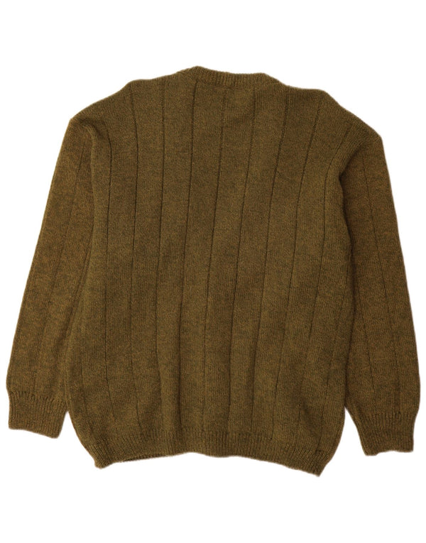 VINTAGE Pull Cardigan Homme Grande Laine d’Alpaga Kaki