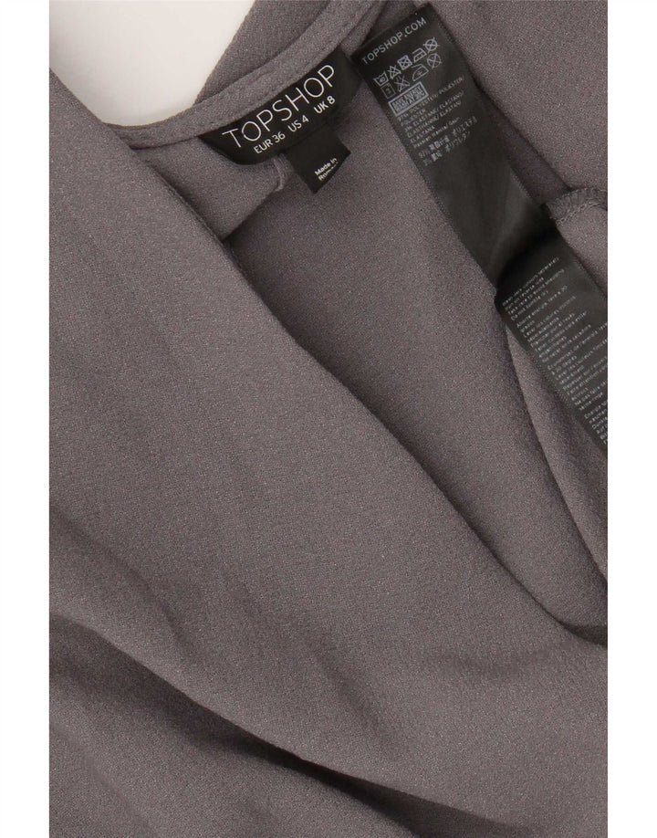 Topshop Robe portefeuille chauve-souris pour femme UK 8 Small Gris Polyester