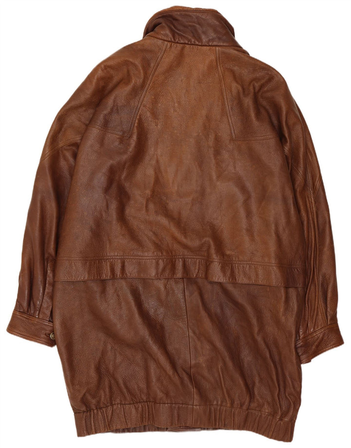 Etienne Aigner Manteau en cuir coupe ample pour homme UK 40 Grand cuir marron