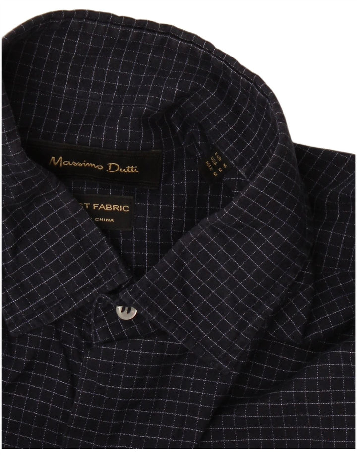 MASSIMO DUTTI Mens Shirt Medium Navy Blue Check