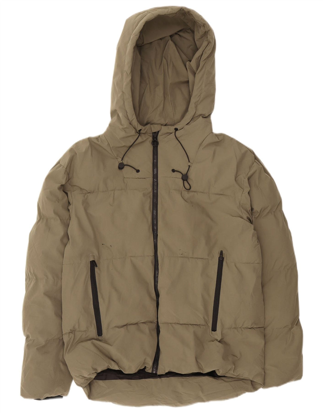 Zara Veste matelassée à capuche pour homme UK 38 Medium Kaki Polyester