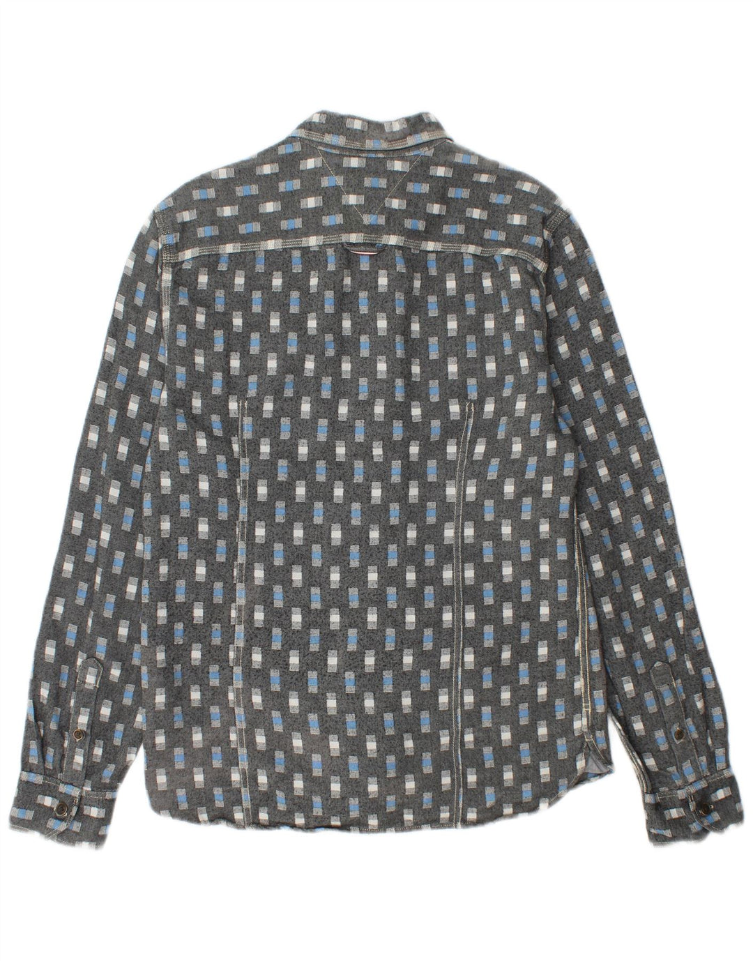 TOMMY HILFIGER Chemise Homme Large Gris Géométrique Coton