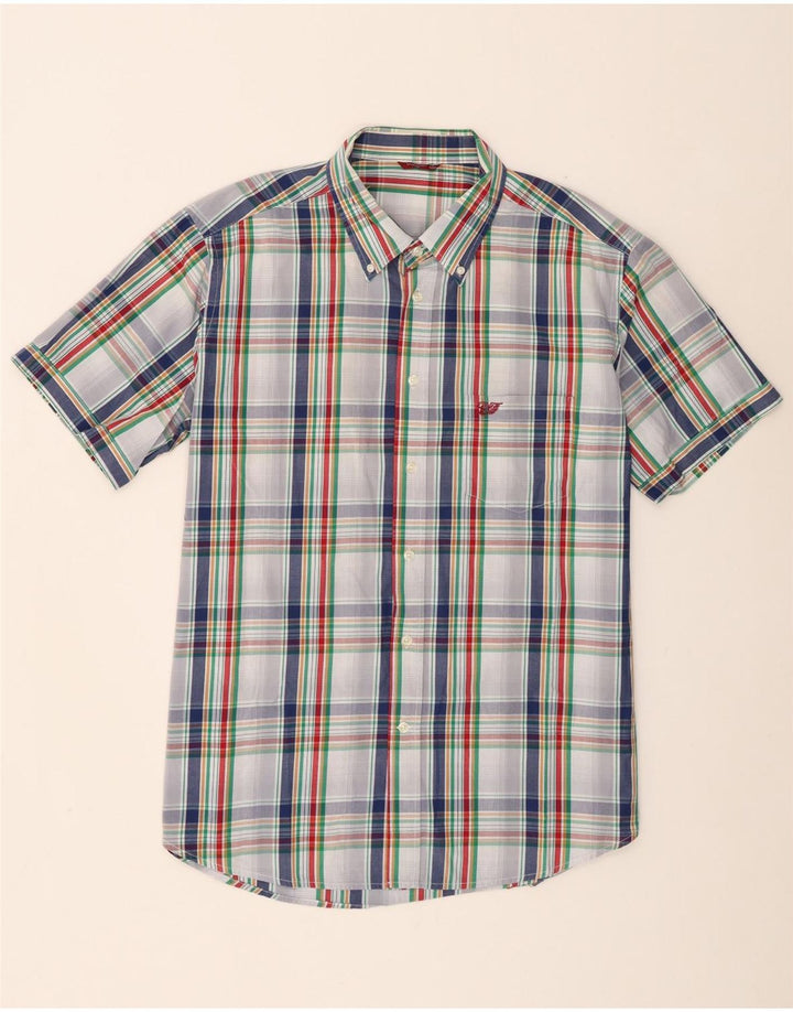 Carrera Chemise à manches courtes pour homme 2XL en coton à carreaux blancs
