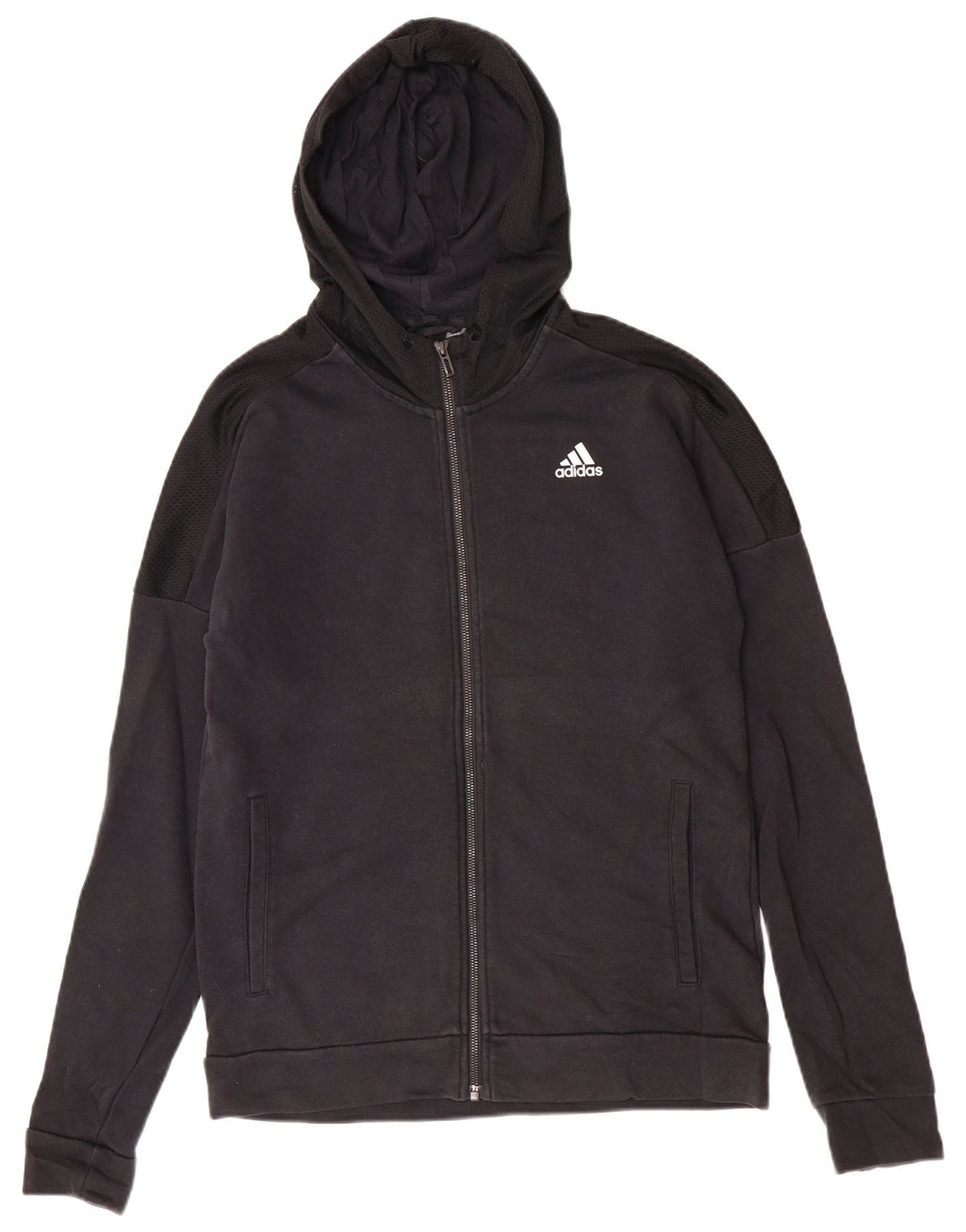 Adidas Pull à capuche zippé pour homme en coton noir moyen