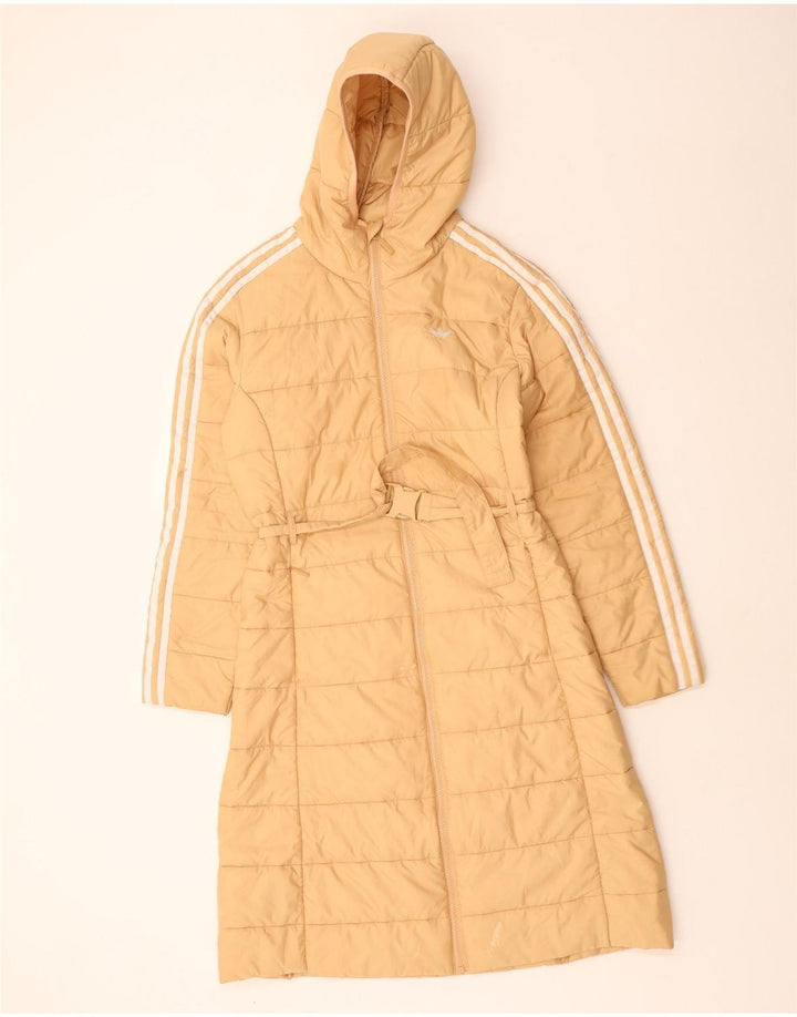 Adidas Manteau rembourré à capuche pour femme UK 10 Petit Polyester Beige
