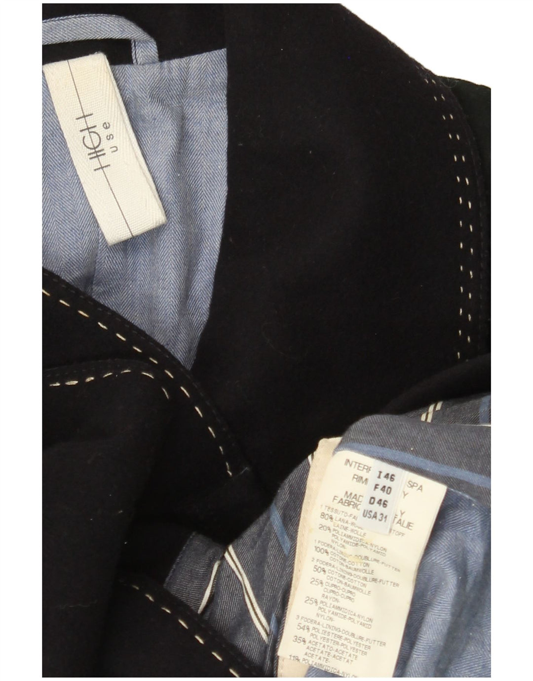 VINTAGE Caban Homme IT 46 Petite Laine Bleu Marine