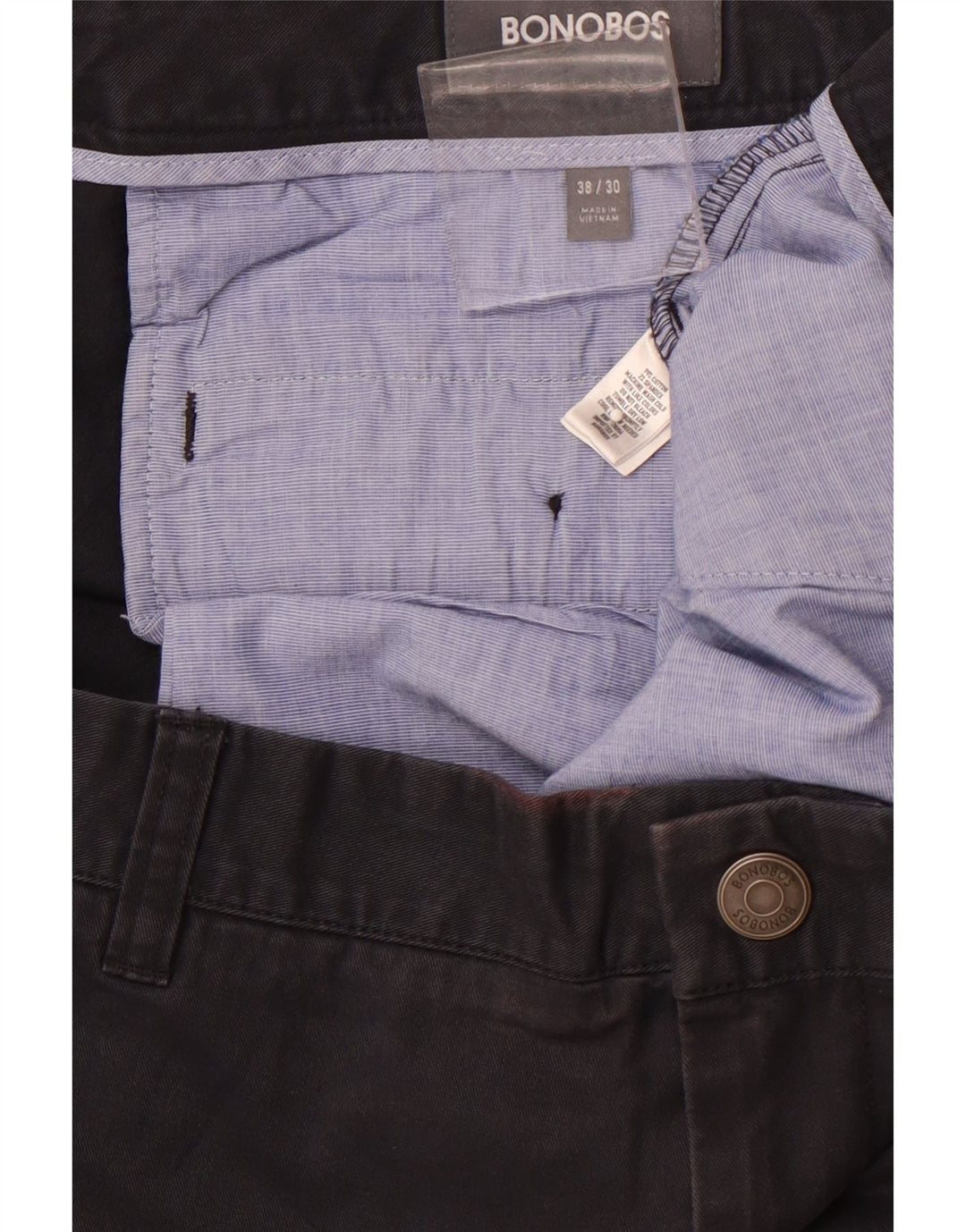 BONOBOS Pantalon Chino Droit Homme W38 L30 Bleu Marine Coton