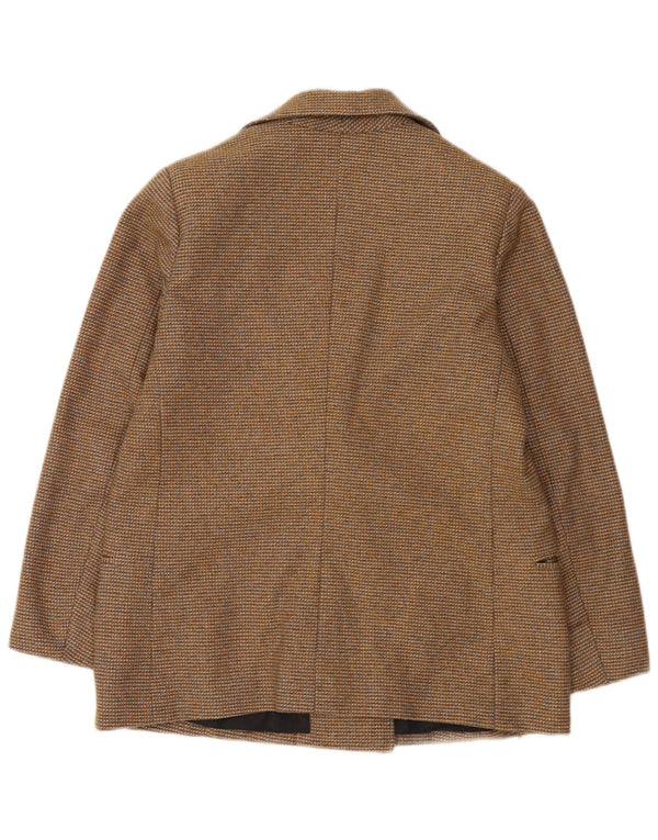vintage Femme Double Breasted Blazer Veste UK 12 Moyen Brun Moucheté