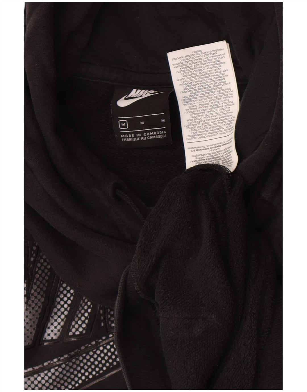 Nike Pull à capuche graphique en coton noir moyen pour homme